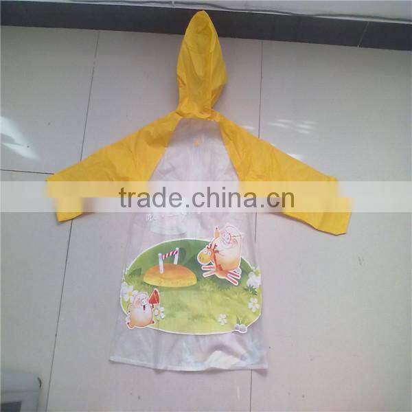 waterproof plastic raincoat for kids/kids PVC raincoat/printed kids poncho raincoat