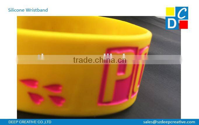 inkfilled logo colorful silicone wristband/cheap price debossed silicone wristband/promotional bulk cheap silicone wristband
