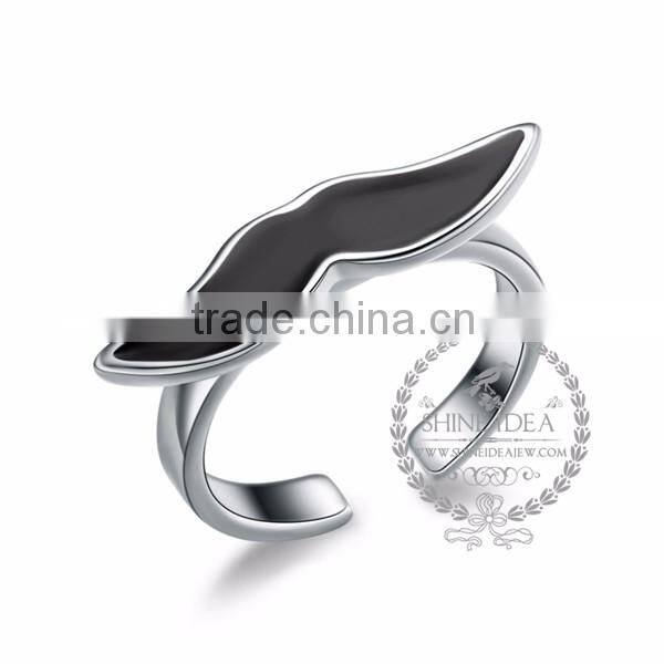 925 solid sterling silver glue black mustache adjustable ring fashion women jewelry 6260561