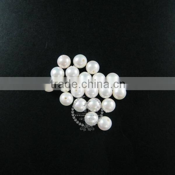 8mm half drilled white round artificial imitation mother of pearl shell pearl beads for earrings studs DIY supplies 3021048