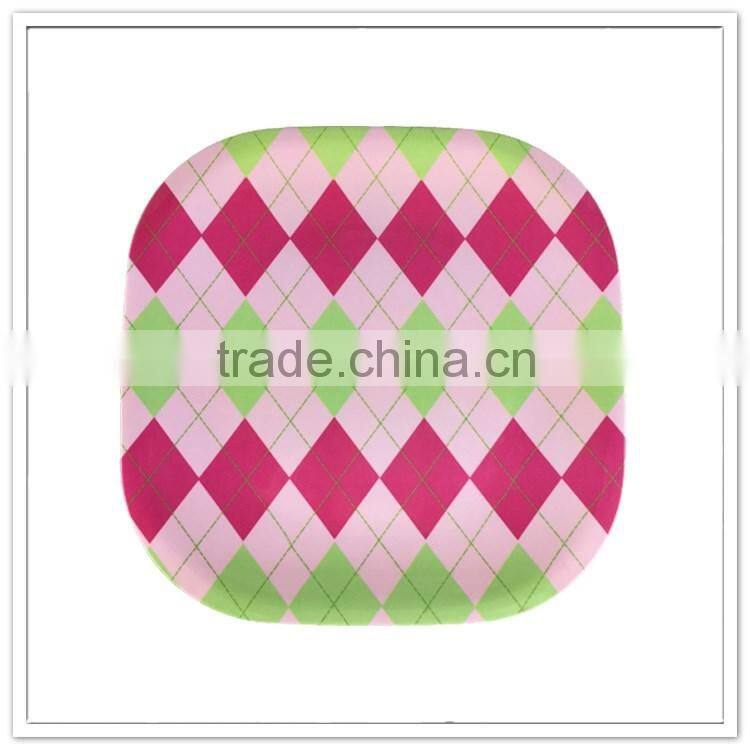 Custom flower print square snake melamine plate