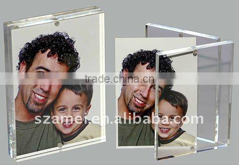 full view acrylic picture frame with brochure holder