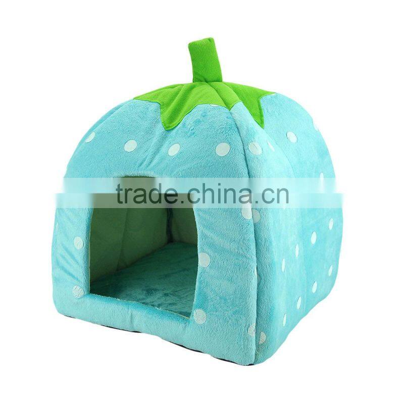 New Arrival Foldable Strawberry Shape Sponge Pet House dog Bed Cute Pink L