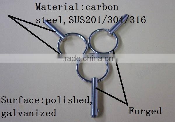 hardware zinc nickle plated or stainless safety lock linch pin o ring