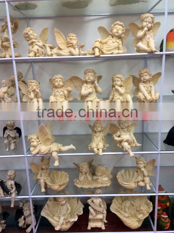 beige resin boy and girl angels for home &garden decor
