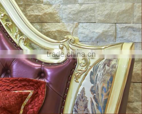 European Style Elegant Double Bed, Palace Princess Purple King Size Bed, Luxury Bedroom Furniture Set (BF01-ML028)