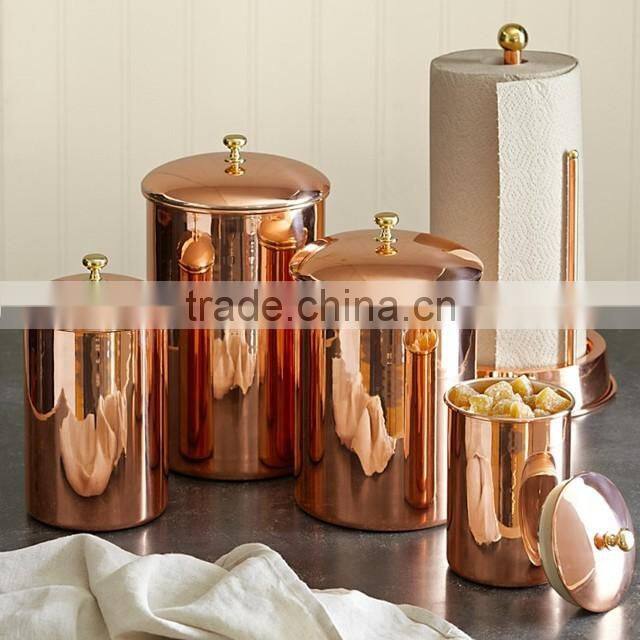 Kitche canisters, Rose gold color copper canisters, elegant copper canisters, copper jars,decorative canisters for kitchen