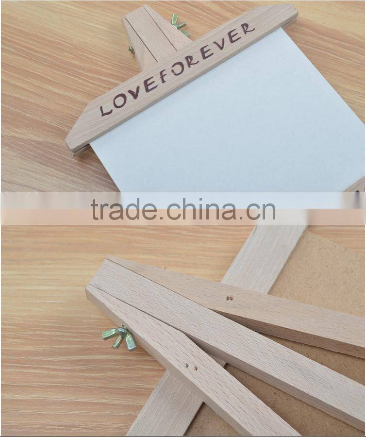 Customized cheap new fashion easel shape wooden photo frame for table