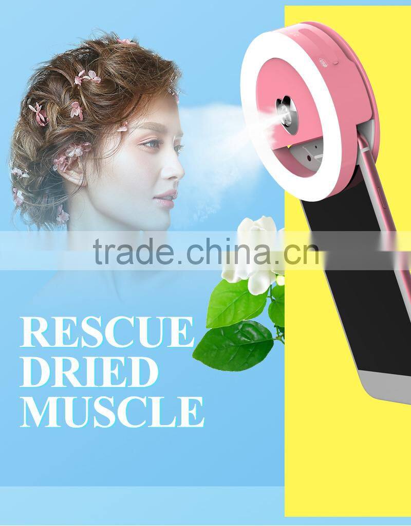 RGKNSE led rechargeable selfie ring light with water mist