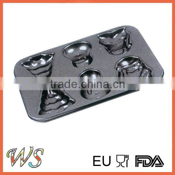 6 Cups Non-stick Carbon Steel Cake Baking Pans