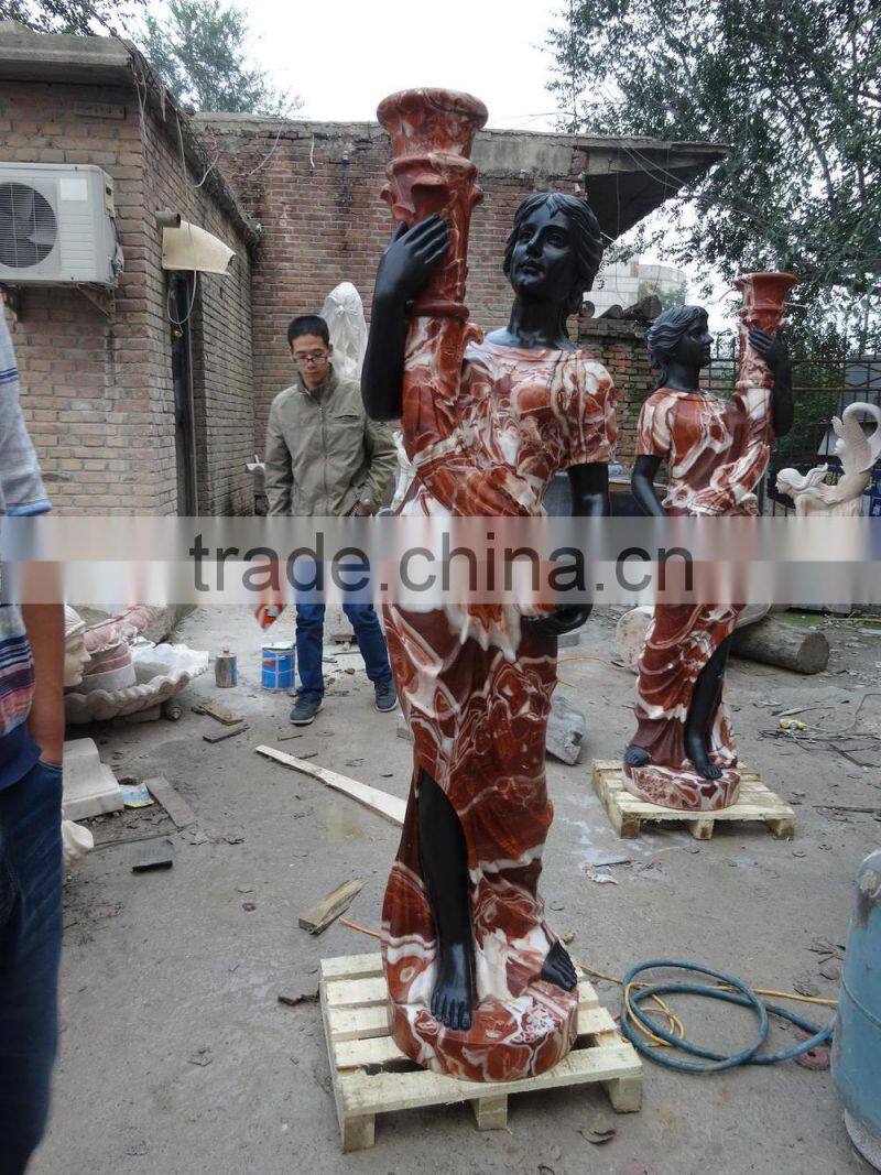 European style Marble Garden lady with lamp sculpture