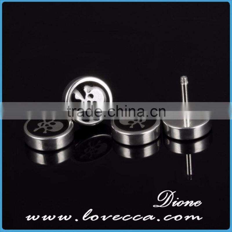 Skull Patern Body Steel Jewelry Piercing Barbell Tunnel Plug Stud Earrings