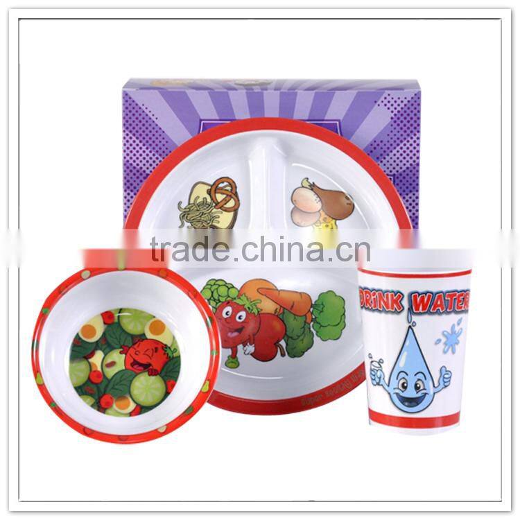 A5 melamine safety baby cartoon print dinnerware with giftbox packed