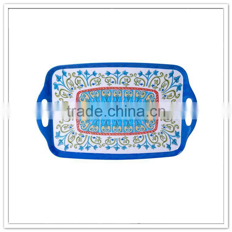 14" Middle- East stylish royal food handled hard plastic tray