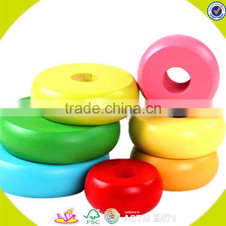 wholesale baby wooden stacking rings toy educational rainbow tower kids wooden stacking rings toy bring fun W13D117