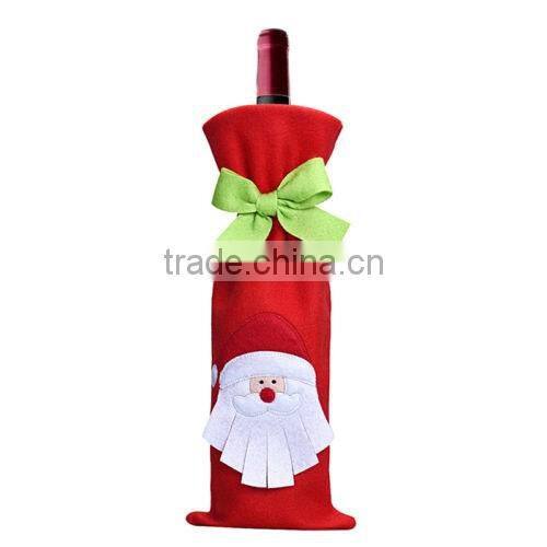 2016 new cheap Christmas Decorations Red Santa Tree Wine Bottle Cover Bags Dinner Party Gift