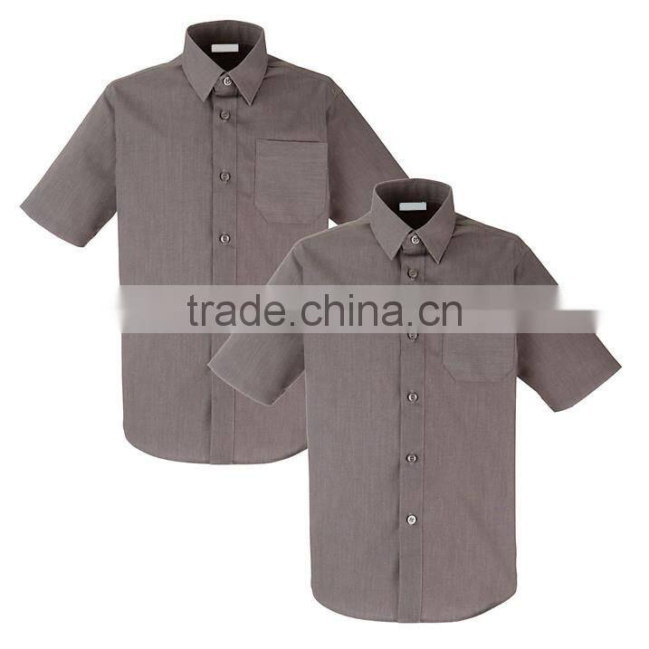 Boys' Short Sleeve Non-Iron School Shirt Grey School Uniform Shirts Blouse High Quality