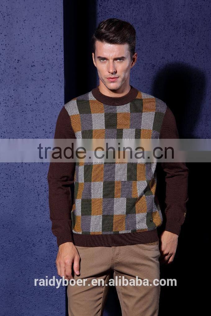 Jacquard style mens multi color sweater