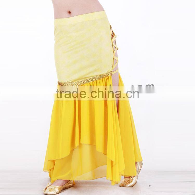 Hot selling modern dance costumes,ladies gorgeous paillette belly dance skirt with slit
