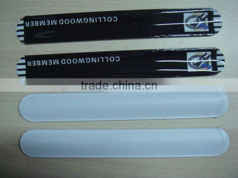 Promotional PVC vinyl reflective plastic slap wrap/slap bracelet/magic armband/wristband