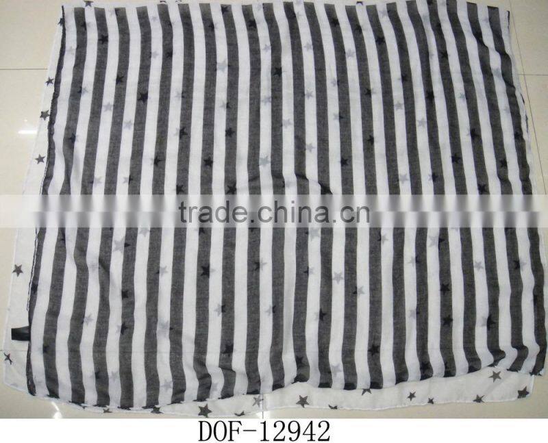 Fashion summer chiffon print star flag designer scarf