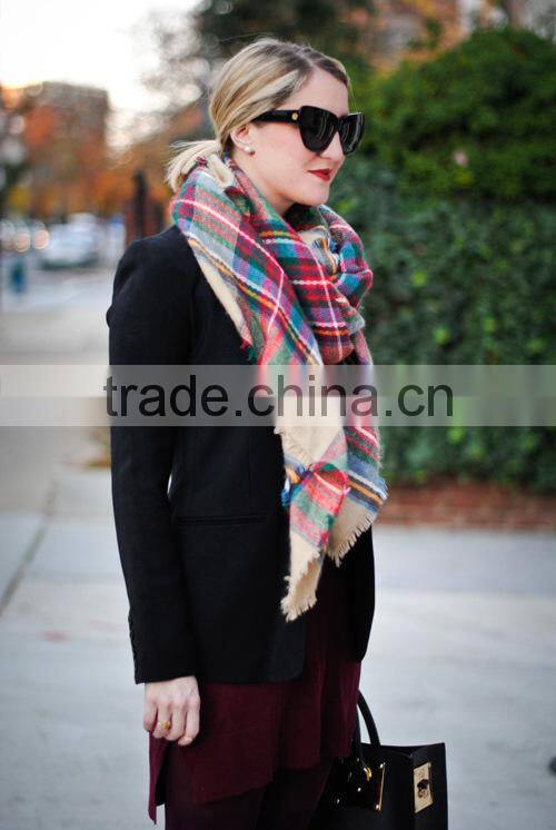 2014 Winter Scarf quality Wool Scarf for Women Women Plaid Shawl