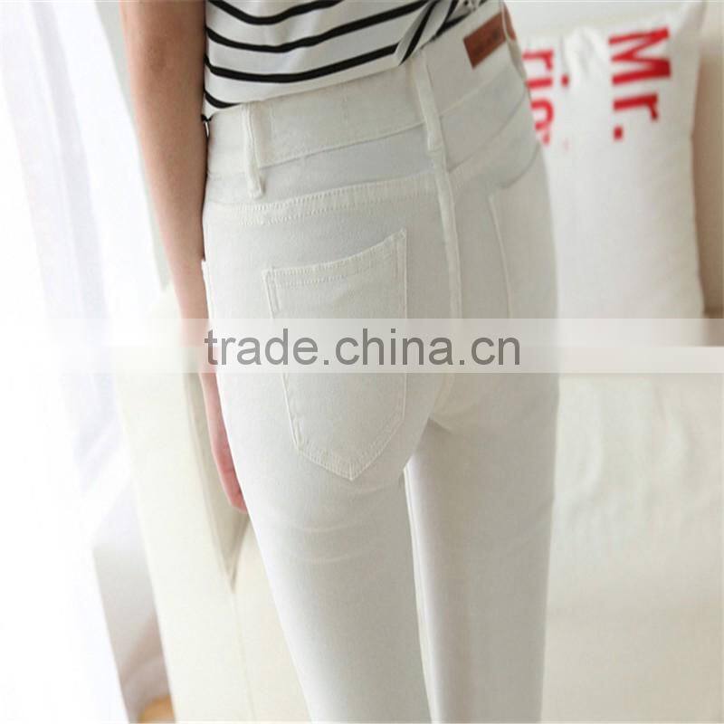 New Women's Fashion Straight Jeans Ripped Holes Female Long Term Mid Waist Cotton Washed Denim Pants