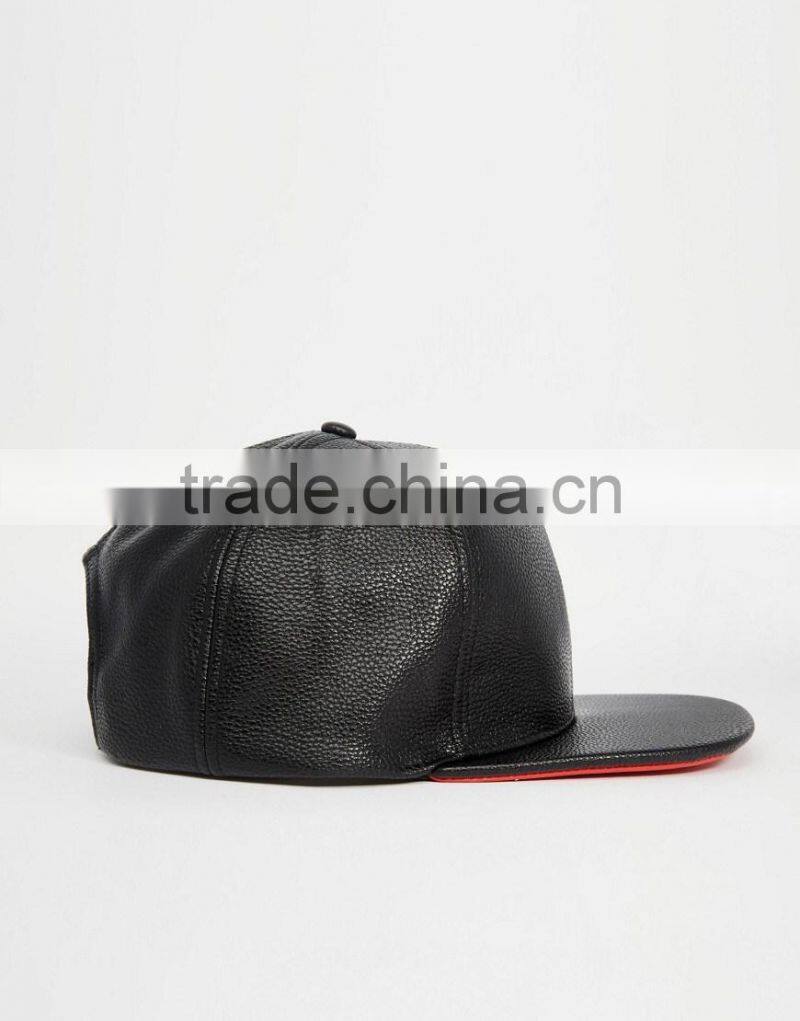 guangzhou hat manufacturer custom 6 panel fitted black blank leather chinese hat