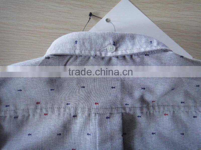 TC fabric Printed Stand Collar Boys Shirt Long Sleeve