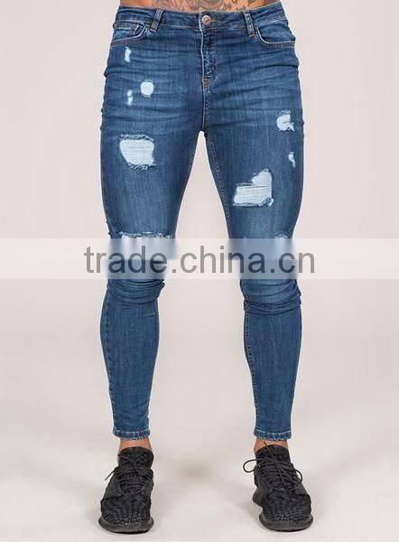 Fashion style jeans pent men skinny distressed jeans custom your brand
