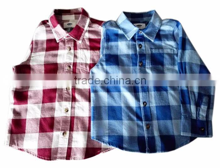 2017 New Model Cotton Plaid Button-Front Kids Boys Casual Shirts