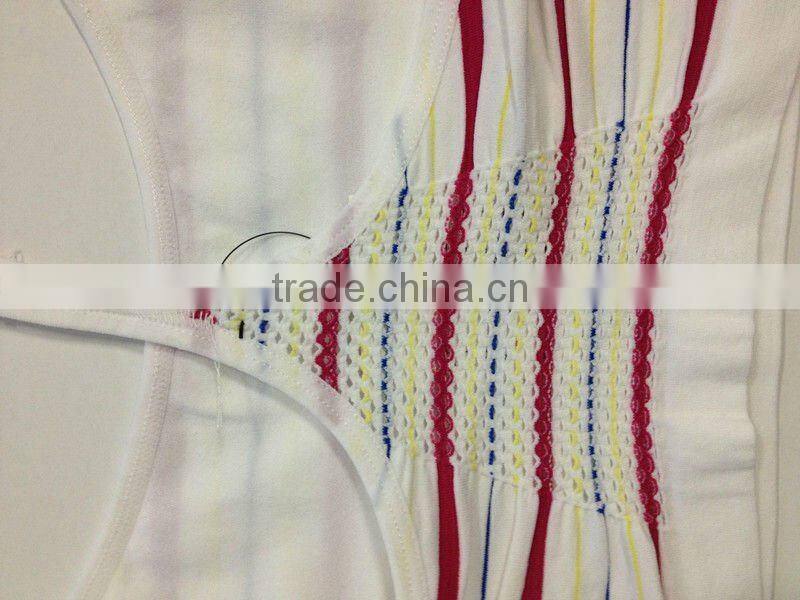 seamless stripe sport tank top cami bra with mesh back and color yarn and princess seams