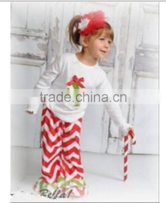 Wholesale pjs name brand 100 cotton christmas strip pajamas set children wear Green pajamas outfits baby girls clothes wholesale