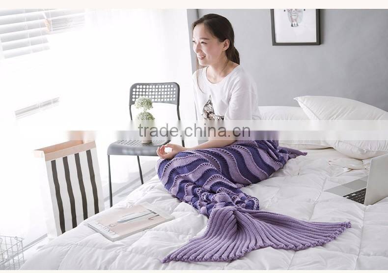 Customized High quality ladies striped hollow mermaid tail blankets