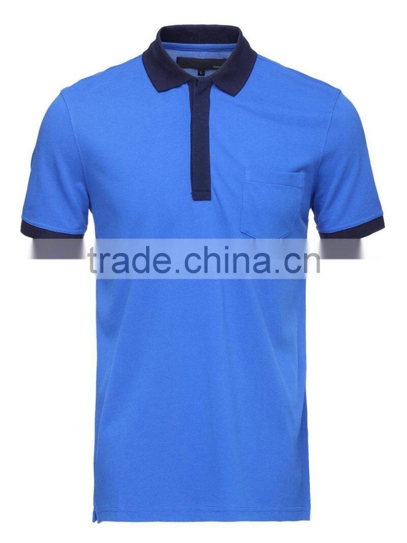 cheap mens royalblue 100 cotton pique 180g dri fit hidden placket polo shirts LT58789