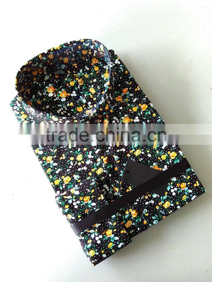 Black floral latest mens dress shirt fashion shirt