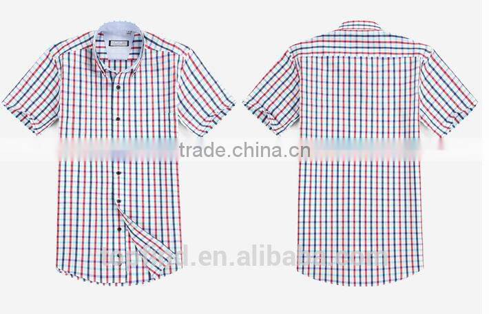 2016 new design fashionable style slim fit plaids short shirts for men