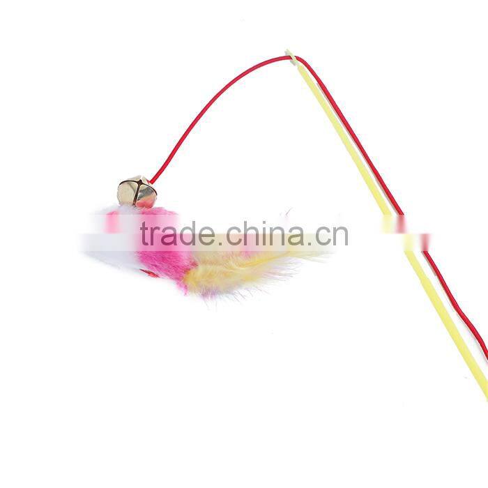 Plastic Wand Pet Teaser Mouse Animal Yellow Bell