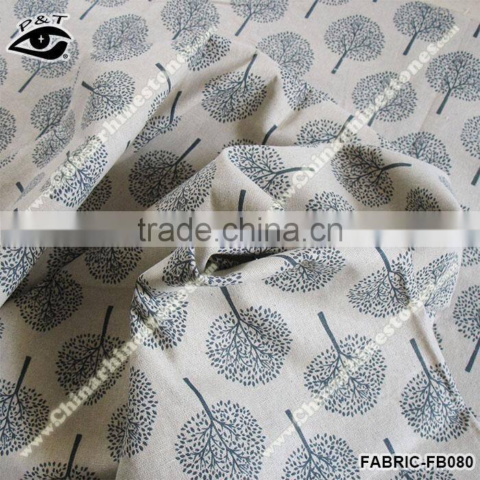 Japanese Style Linen Fabric Tree Pattern Fabric For Curtain Sofa Table Clothing