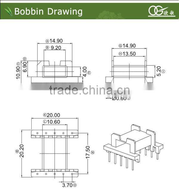 EFD20 horizontal pin5:5 wire slot plastic bobbin