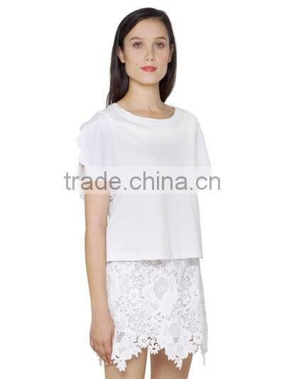 Oem Womens Chiffon Blank T-Shirts Wholesale Short Sleeve Fashion O Neck White T Shirts