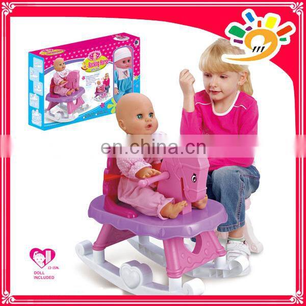 Kids Colorful Plastic Rocking Horse Toys, Riding Horse Set With Doll And Music