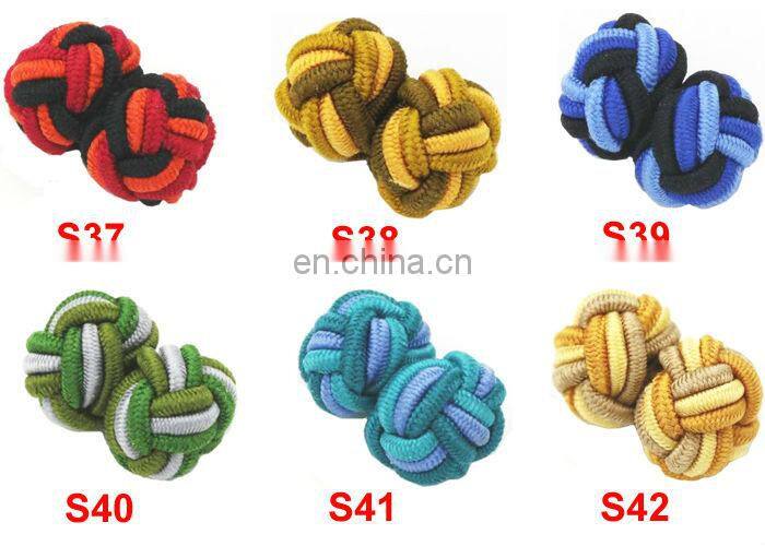 High Quality Multicolor Silk Knot Cufflinks Elastic Cuff links Fabric Cufflinks