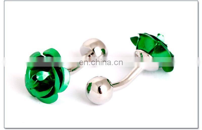 Elegant Green Flower Shirt Cufflinks