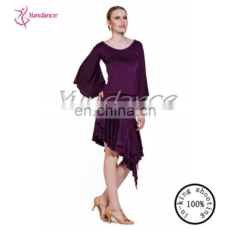 AB015 2014 High Quality Polyester Sexy Dance Shirt Brown