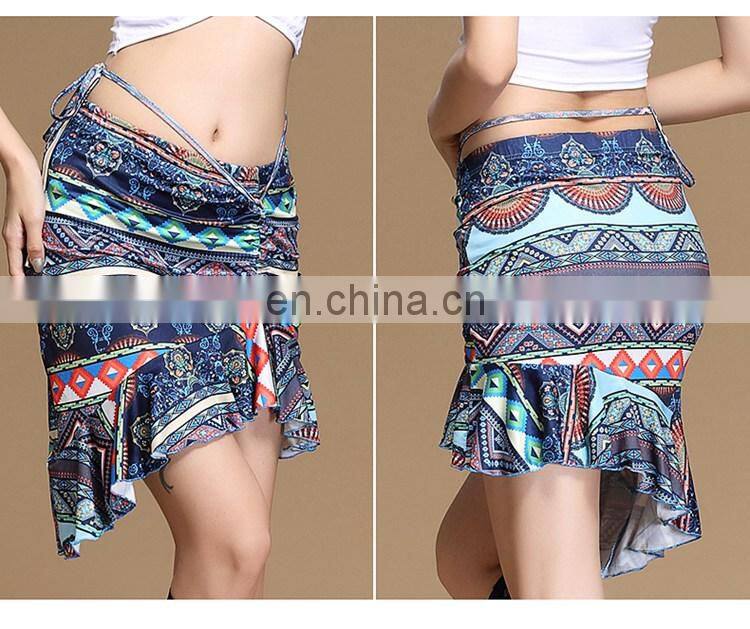 Q-6061 Egyptian Milk silk flower printing short belly dance skirt