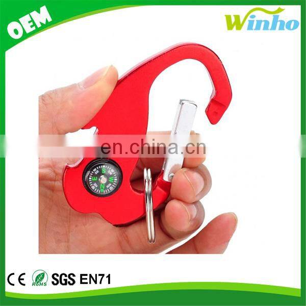 Winho 4-In-1 Carabiner Bottle Opener Key Chain Compass