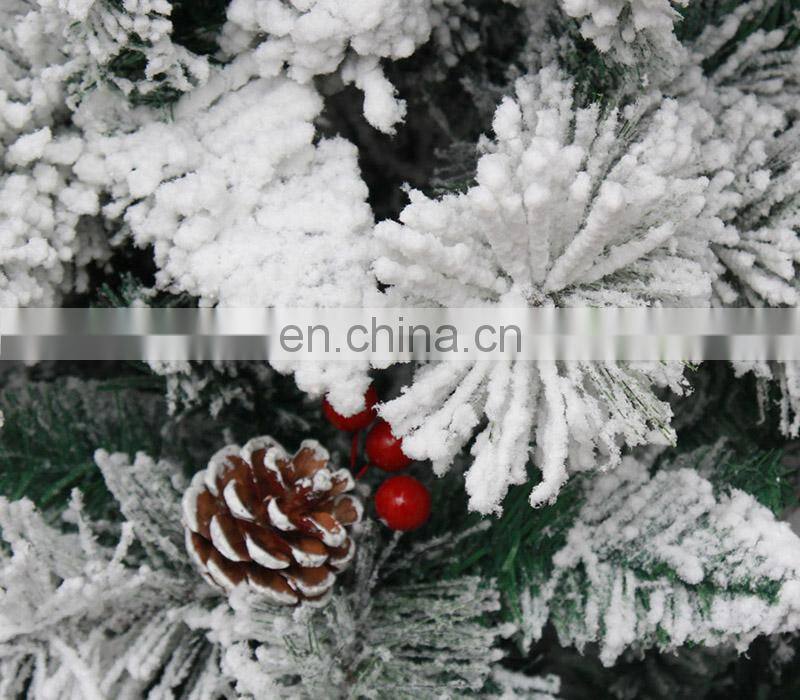 Snow Flocked White Christmas Tree with Red Pinecone xmas Tree Fake Christmas Tree