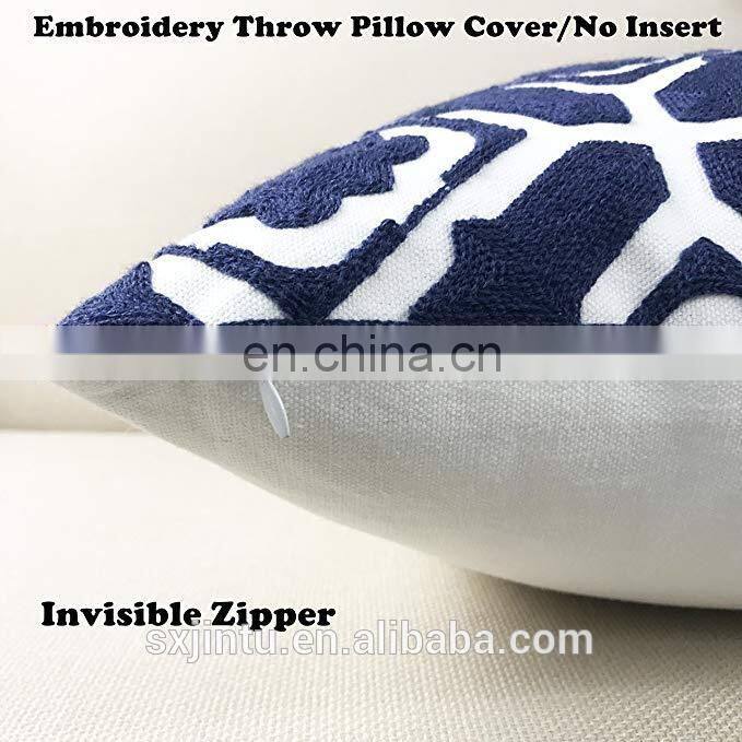 Wholesale DIY embroidery Cotton canvas pillowcase cushion cover for Living Room