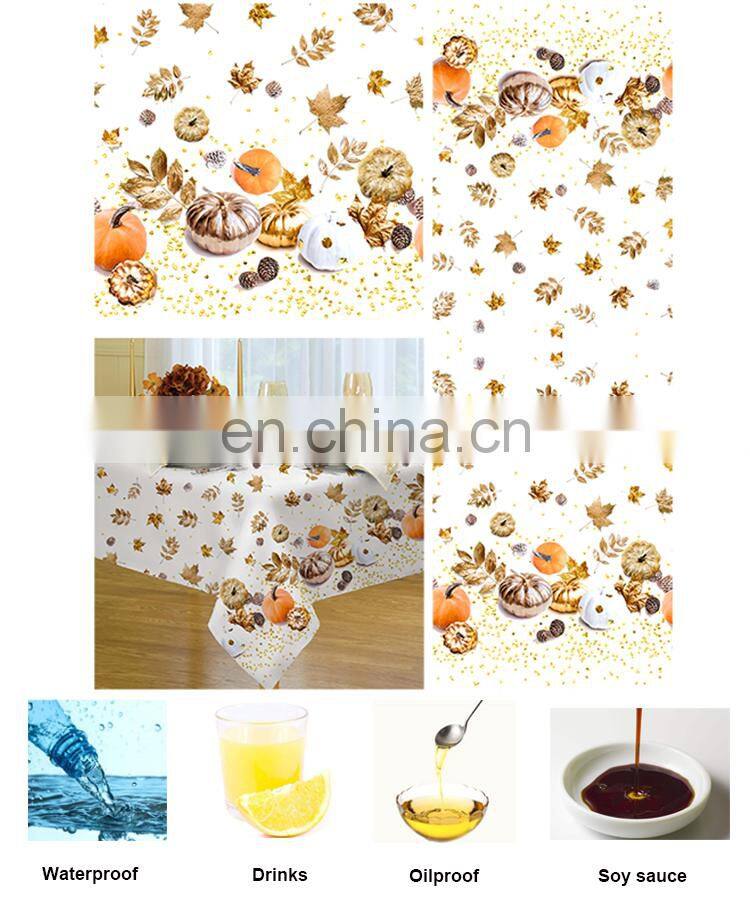 2018 new design Autumn 100% polyester Machine Washable printed table cloths Table cloth for Dinner Parties, Fall Picnic